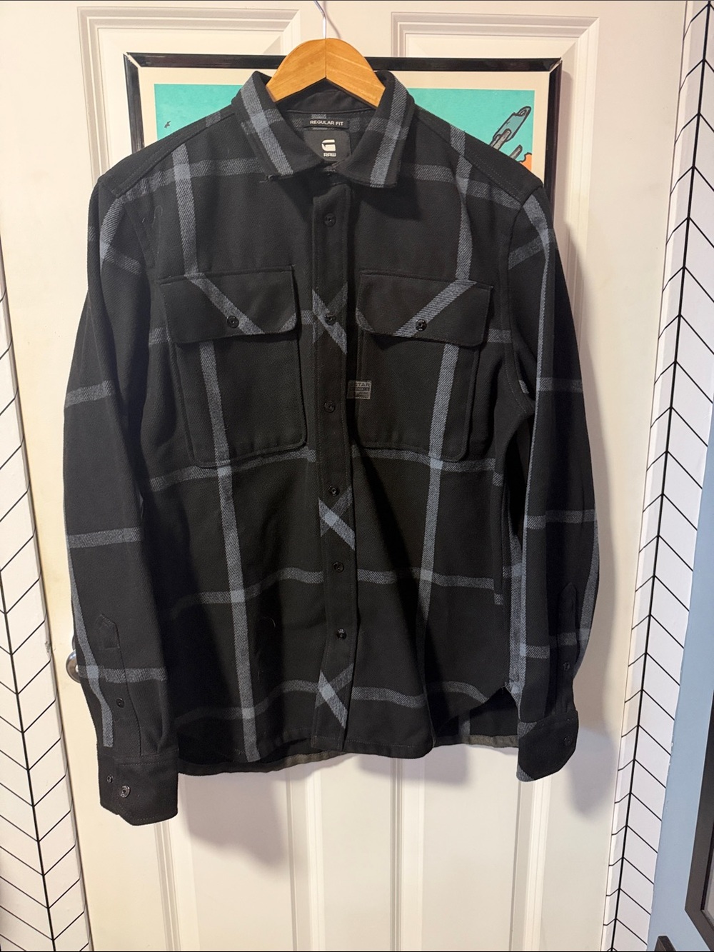 G-Star Black & Gray Plaid Shirt Jacket